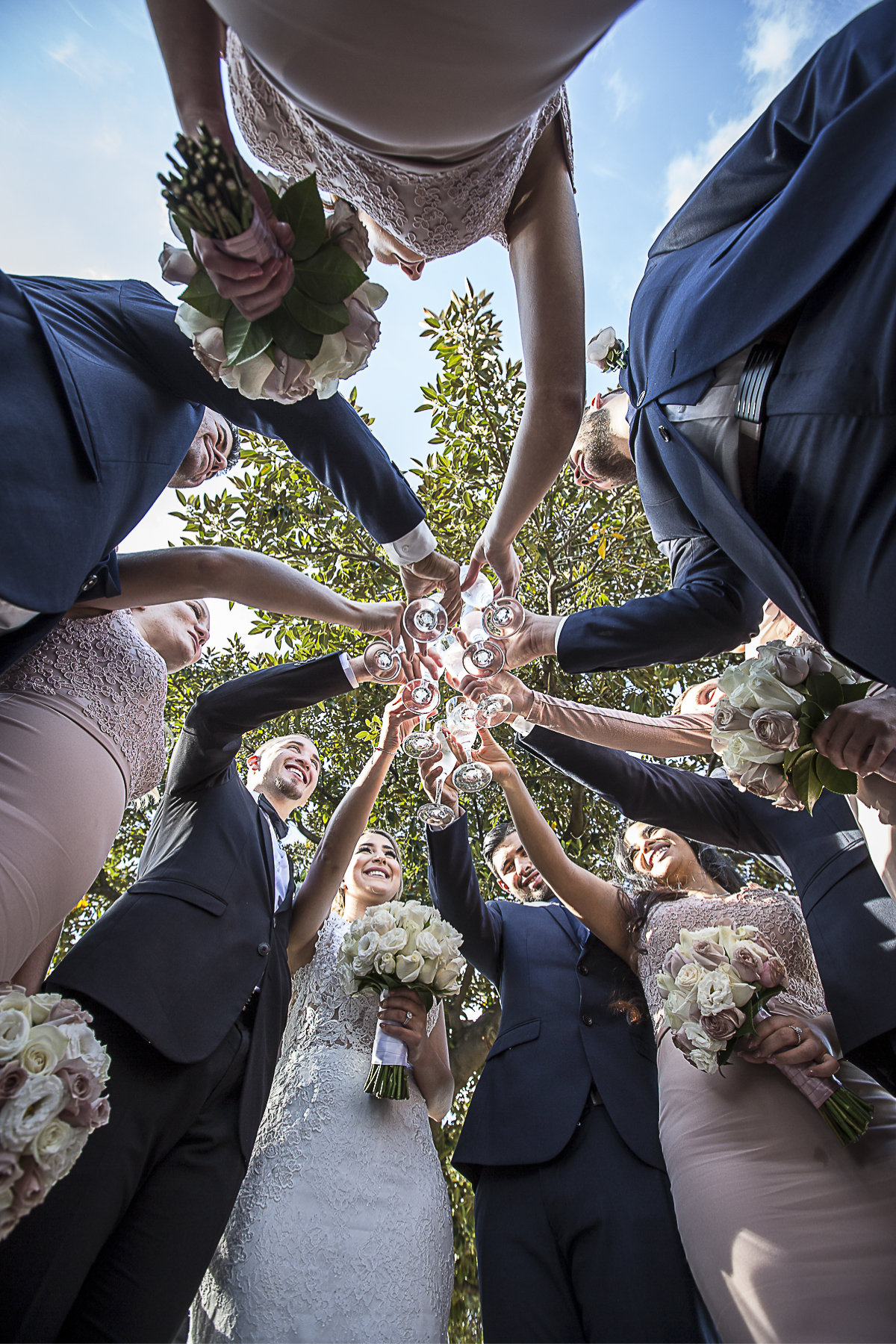 Creative Wedding Champagne Clink Toss at Observatory Hills The Rocks | Fantasie Photography